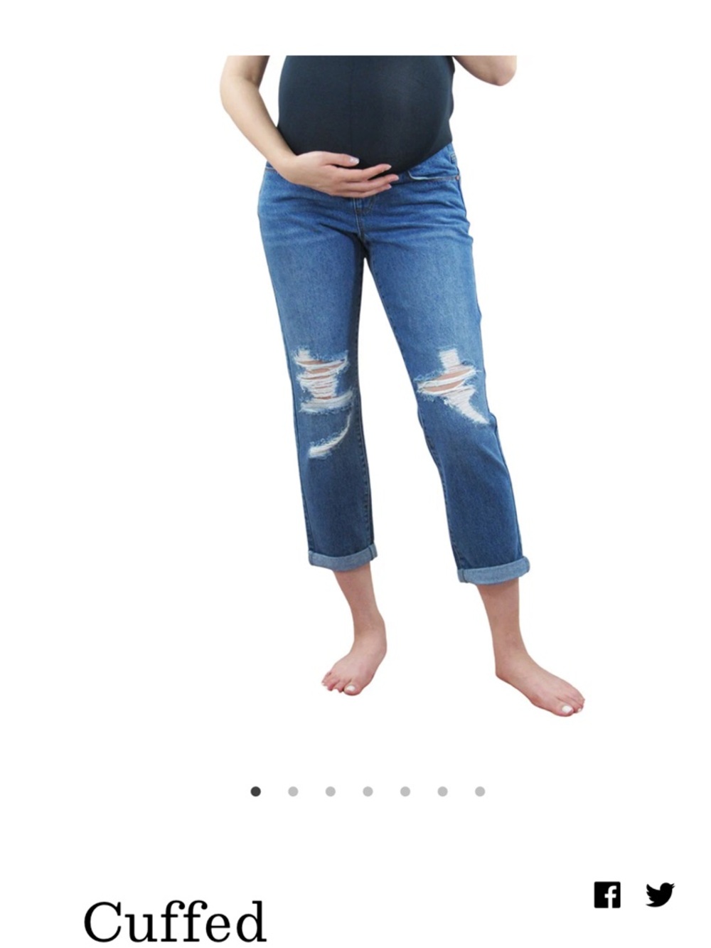 Cuffed Distructed Straight leg  Blue Women's Maternity‎ Jeans- NWT. Retail 49.99